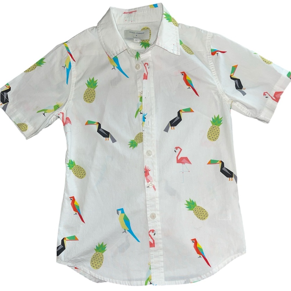 Litte Boys Button Down Tropical Bird Shirt